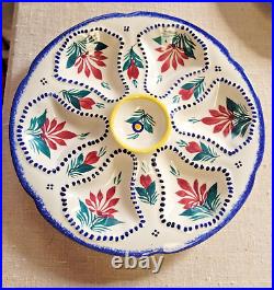 Oyster Plate HB Quimper French Faience Majolica Oyster Plate 9