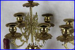 PAIR French faience art nouveau flowers floral decor candelabras candle holders