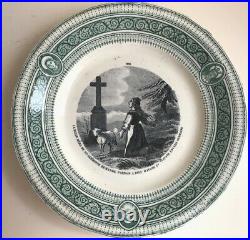 PAIR Old Creil et Montereau France Faience Polychrome Plates Religious
