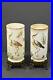 PAIR-antique-French-faience-Vases-heron-butterfly-birds-Brass-base-01-ybd