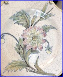 PR French Malicorne Botanical Plates Unmkd Pouplard-Beatrix PBx Faience Quimper