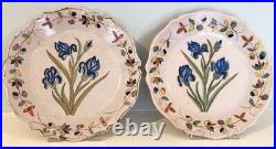 PR French Malicorne IRIS Botanical Plates Pouplard-Beatrix PBx Faience Quimper