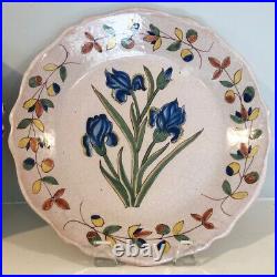 PR French Malicorne IRIS Botanical Plates Pouplard-Beatrix PBx Faience Quimper