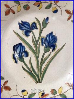 PR French Malicorne IRIS Botanical Plates Pouplard-Beatrix PBx Faience Quimper