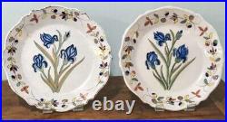 PR French Malicorne IRIS Botanical Plates Pouplard-Beatrix PBx Faience Quimper