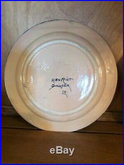 Pair Antique Faience French Henriot Corbeille Quimper 1930 9 1/2 plates