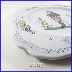 Pair Of Henriot Quimper Faience Octagonal Porcelain Plates Breton Man And Woman