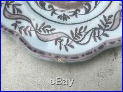 Pair Of Vintage Antique French Faience Quimper Style Peasant Plates