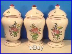 Pharmacy Jar Antique Vintage French Faience Apothecary Pharmacy Jar Set of 3
