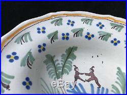 Plat à Barbe Faience Régionale Polychrome Earthenware antique french