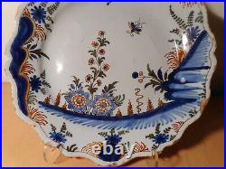 Plate Antique Faience Grinder 18 Century Ceramic Centre France Flower