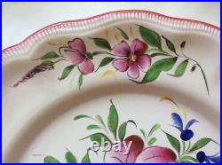 Plate Hand Painted French Faience Flowers Display Vintage Plate Home Decor