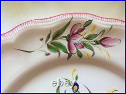 Plate Hand Painted French Faience Flowers Display Vintage Plate Home Decor