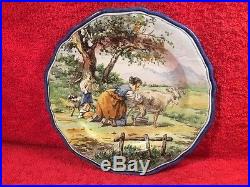Plate Rare Antique Hand Painted French Faience Milk Maiden Plate c. 1800's, ff603