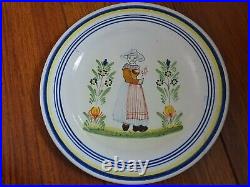 Pretty Vintage Plate French Faience Hb Quimper 19 Th Century