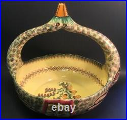 Quimper Antique/Vintage French Swan Bretagne Basket Bowl Pristine c. 1922-1968