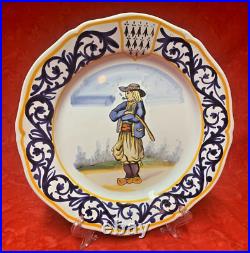 Quimper Faience lovely older plate 10 round with Breton man