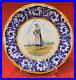 Quimper-Faience-lovely-older-plate-9-3-4-round-with-Breton-woman-01-kma