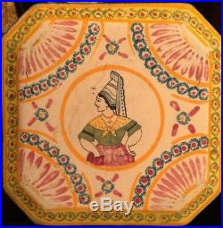 Quimper Normandy Trivet Pottery 8-Sides Signed Faience LISIEUX Antique French