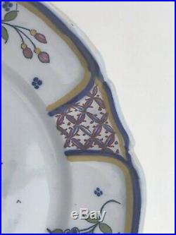 RARE 19c Antique HB QUIMPER French Faience Plate Breton Man Playing Bagpipes