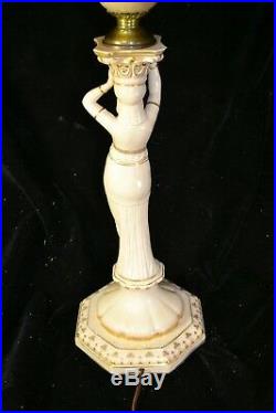 RARE 19th C SARREGUEMINES French Empire Faience Woman Figural Oil Lamp 39