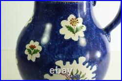 = RARE Antique 18th/19th c. French Faience Pitcher Blue Hand Painted, Marked