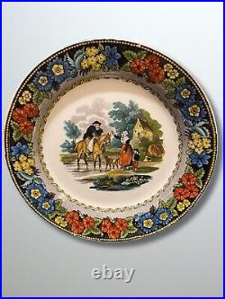 RARE Antique 19th Century French Victorian Faience Creil Plate Man on Horse