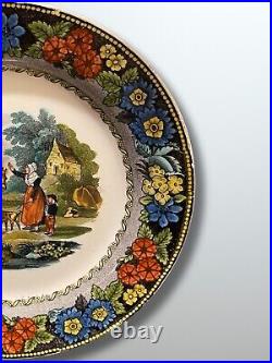 RARE Antique 19th Century French Victorian Faience Creil Plate Man on Horse