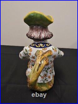 RARE Antique Desvres French Faience Character Toby Jug The Snuff Taker