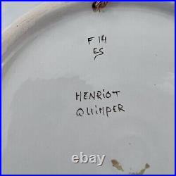 RARE Antique French Henriot Quimper Faience Plate Hand Painted 10 Fisherman