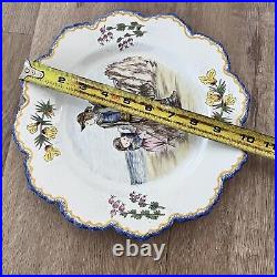 RARE Antique French Henriot Quimper Faience Plate Hand Painted 10 Fisherman