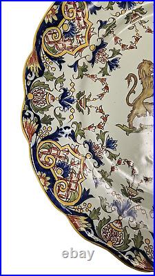 RARE Desvres 9 3/4 Cabinet Plate (Circa 1900) Coat of Arms France Faience 4