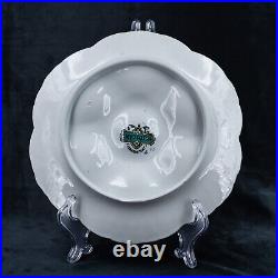 RARE French Antique Oyster Plate SARREGUEMINES Majolica FORGET ME NOTs pattern