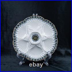 RARE French Antique Oyster Plate SARREGUEMINES Majolica FORGET ME NOTs pattern