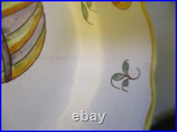 RARE Set 6 Vtg Antique French Faience HandPainted Hot Air Balloon 8-1/4 Plates