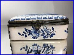 Rare 18th C Majolica Dutch Delft Lambertus Cleffius Faience Dresser Trinket Box