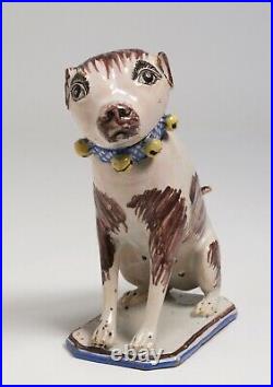 Rare 18th Century Brussels Faience Dog Figure / French-Belgium Pottery