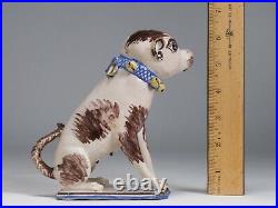 Rare 18th Century Brussels Faience Dog Figure / French-Belgium Pottery