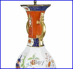 Rare 19th C. Creil et Montereau French Faience Porcelain Chinoiserie Vase Lamp