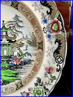 Rare Antique Creil et Montereau Lebeuf Milliet Chinoiserie 13.25 Plate