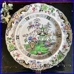 Rare Antique Creil et Montereau Lebeuf Milliet Chinoiserie 13.25 Plate