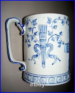 Rare Antique French Faience Gien Cup, Mug, Tankard perfect