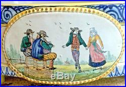 Rare Antique French Quimper Majolica Faience Jardiniere! Marked Hb Only, 19th C