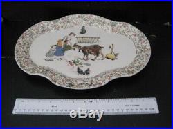 Rare Antique French Sarreguemines Enfants Richard Faience Story Tray 1875-1900