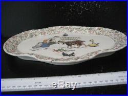 Rare Antique French Sarreguemines Enfants Richard Faience Story Tray 1875-1900