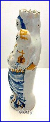 Rare Antique Quimper Figurine Virgin Mary and Child French Faience Pottery