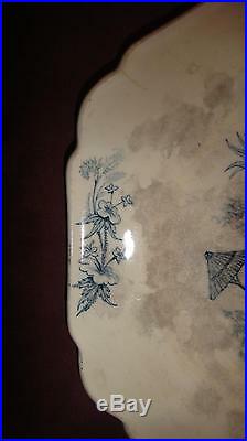 Rare Antique Transferware Plate P. R Regence Chinoiserie Faience Ceramic French