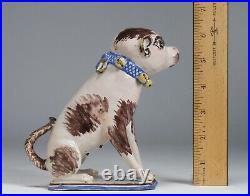 Rare Brussels Faience Ceramic Dog Model 18th Century / French-Belgium Pottery
