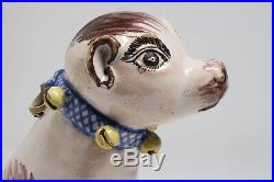 Rare Brussels Faience Pottery Folk Art Dog Figure / French-Belgium 18th Century