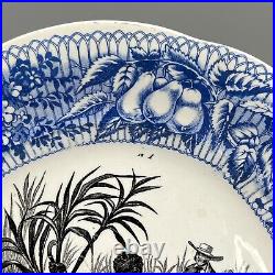 Rare CREIL MONTEREAU Blue ENSLAVED LABORER SUGAR CANE HARVEST Transferware PLATE